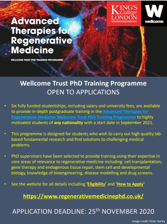 Advanced Therapies for Regenerative Medicine PhD programme flyer